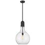 Auralume Amherst 14" Matte Black LED Pendant With Seedy Shade