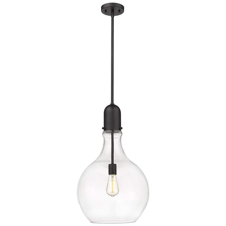 Image 1 Auralume Amherst 14" Matte Black Pendant w/ Clear Shade