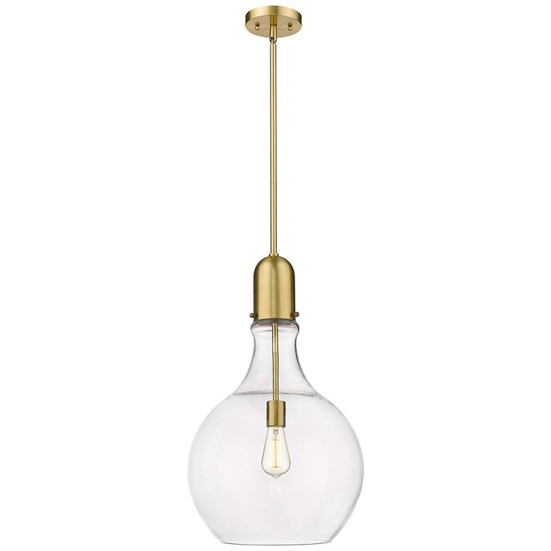 Image 1 Auralume Amherst 14" Satin Gold LED Pendant With Clear Shade