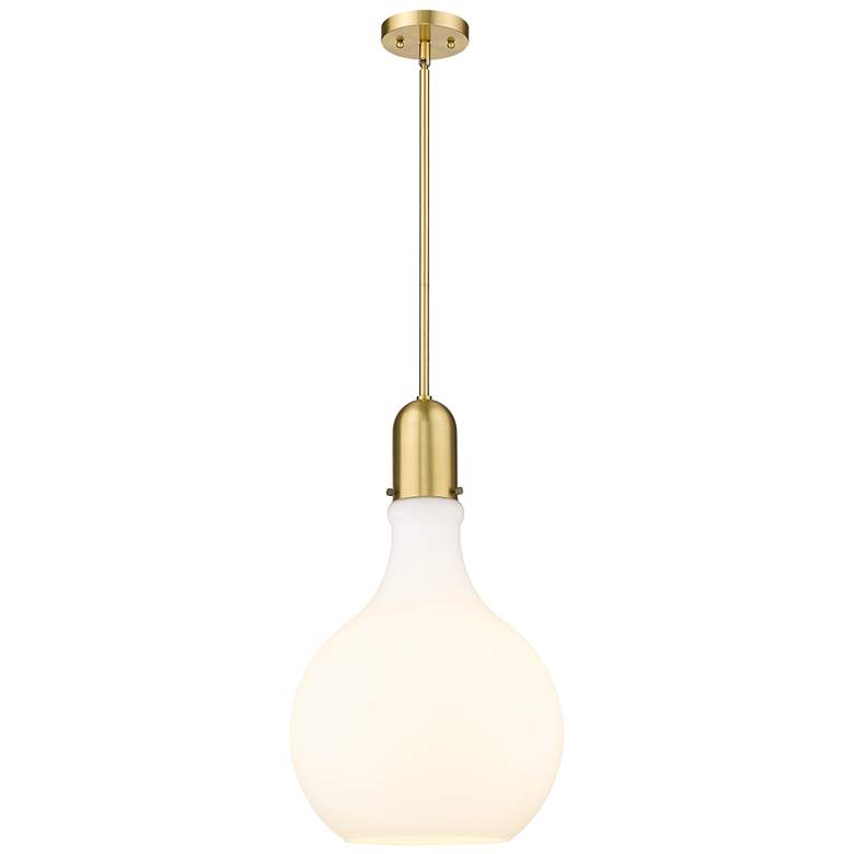 Image 1 Auralume Amherst 14" Satin Gold Pendant w/ Matte White Shade