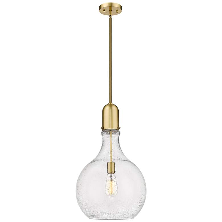 Image 1 Auralume Amherst 14" Satin Gold Pendant w/ Seedy Shade