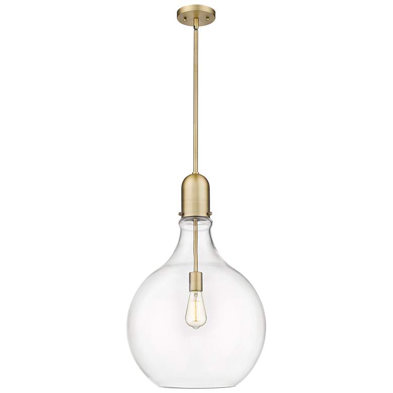 Image 1 Auralume Amherst 16 inch Brushed Brass LED Pendant With Clear Shade