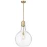 Auralume Amherst 16" Brushed Brass LED Pendant With Clear Shade