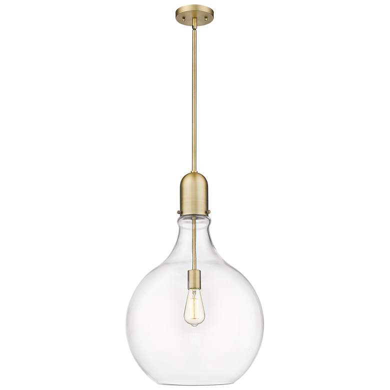 Image 1 Auralume Amherst 16" Brushed Brass LED Pendant With Clear Shade