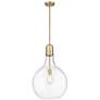 Auralume Amherst 16" Brushed Brass LED Pendant With Clear Shade
