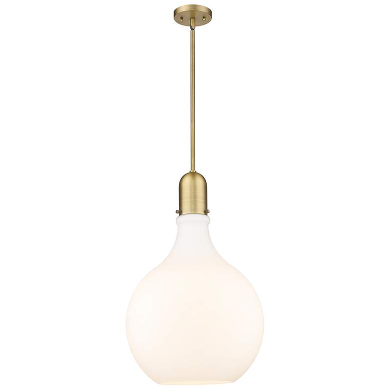 Image 1 Auralume Amherst 16" Brushed Brass Pendant w/ Matte White Shade