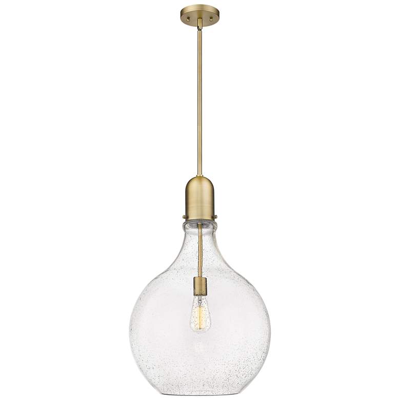 Image 1 Auralume Amherst 16" Brushed Brass Pendant w/ Seedy Shade