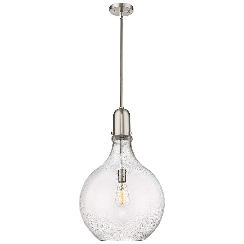 Image 1 Auralume Amherst 16" Brushed Satin Nickel LED Pendant With Seedy Shade
