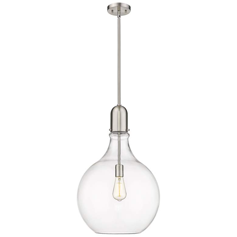 Image 1 Auralume Amherst 16" Brushed Satin Nickel Pendant w/ Clear Shade