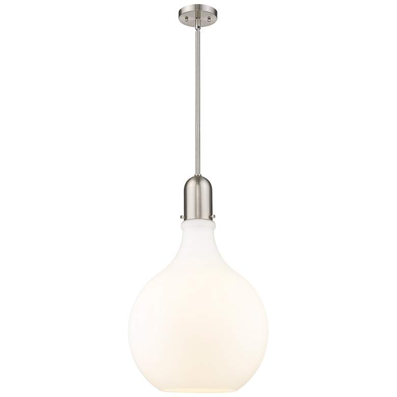 Image 1 Auralume Amherst 16" Brushed Satin Nickel Pendant w/ Matte White Shade