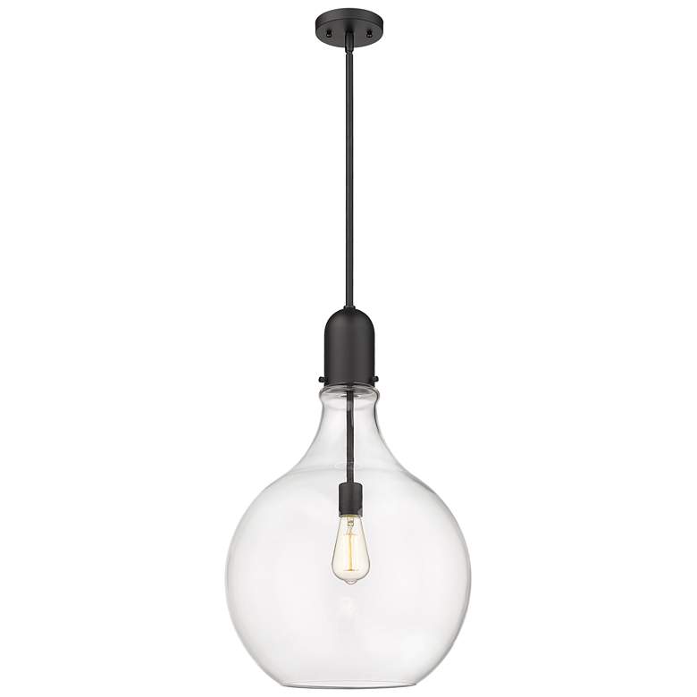 Image 1 Auralume Amherst 16" Matte Black Pendant w/ Clear Shade