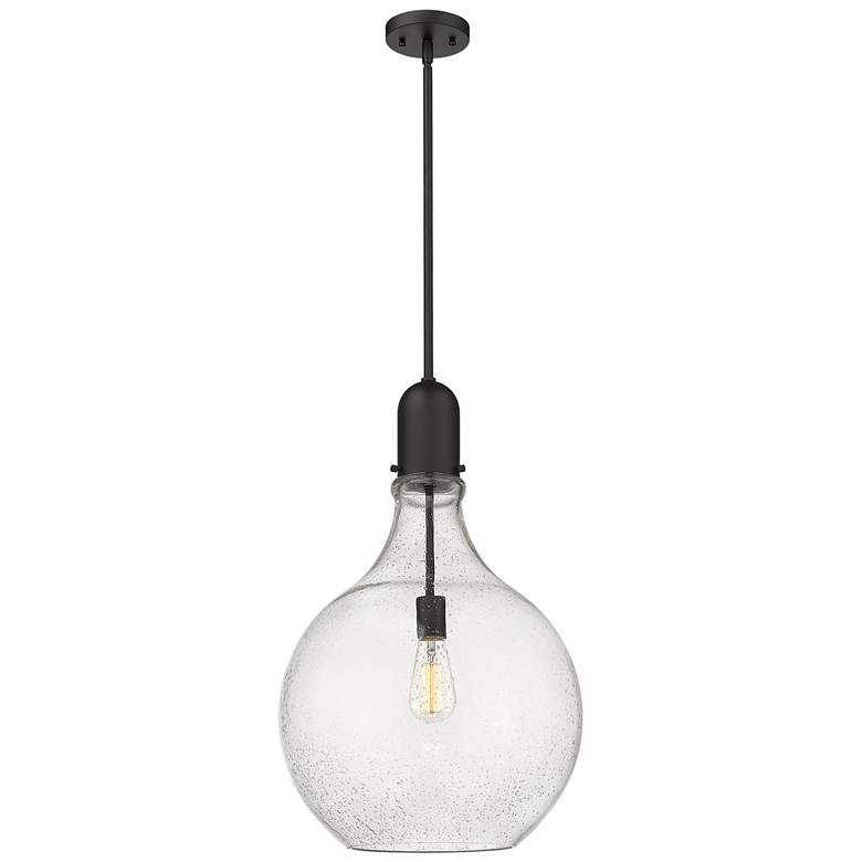 Image 1 Auralume Amherst 16" Matte Black Pendant w/ Seedy Shade