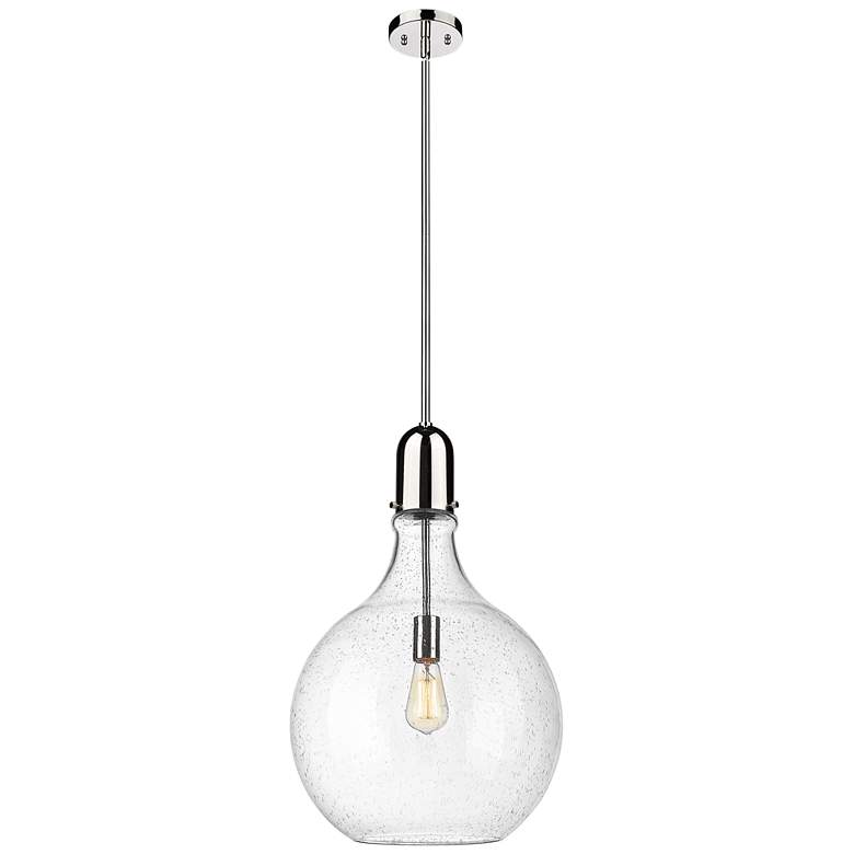 Image 1 Auralume Amherst 16" Polished Nickel LED Pendant With Seedy Shade