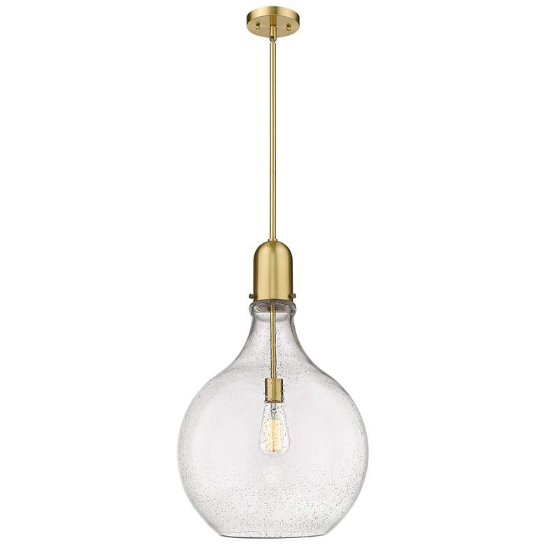 Image 1 Auralume Amherst 16" Satin Gold Pendant w/ Seedy Shade