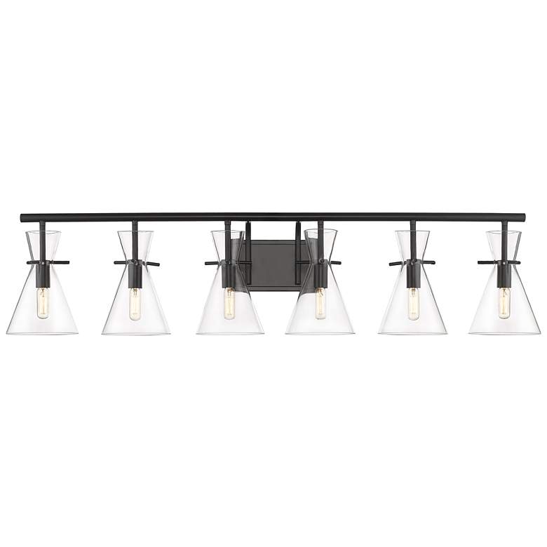 Image 2 Auralume Colden 45"W Matte Black 6-Light Vanity Bath Light