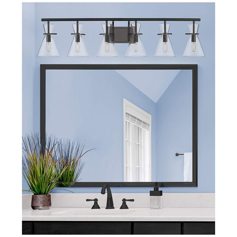Image 1 Auralume Colden 45"W Matte Black 6-Light Vanity Bath Light