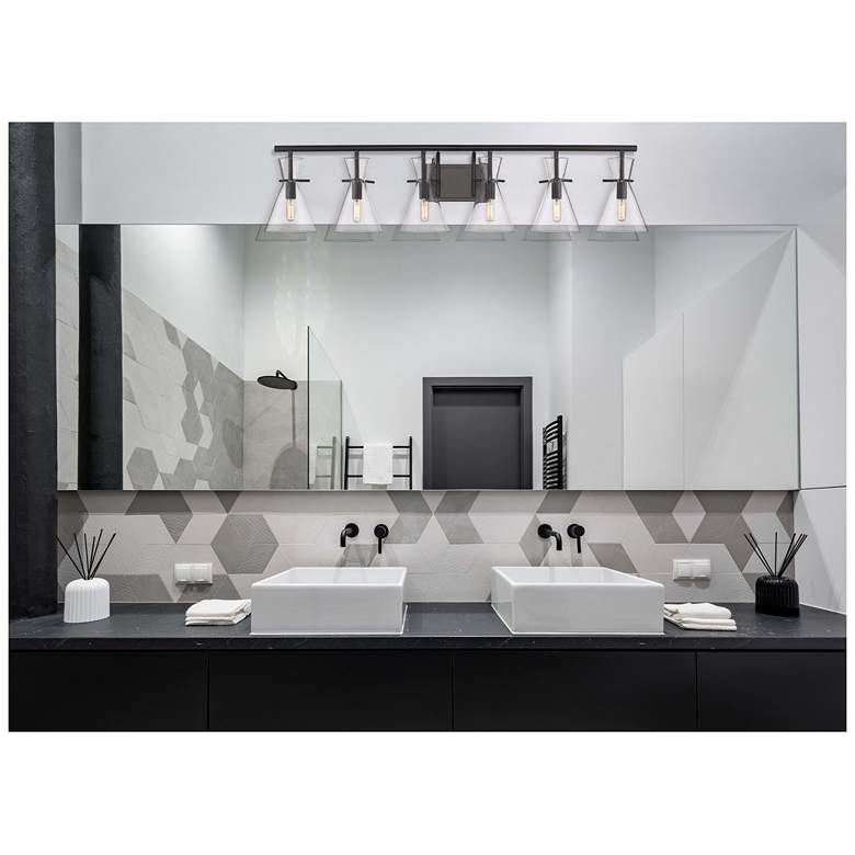 Image 3 Auralume Colden 45"W Matte Black 6-Light Vanity Bath Light more views