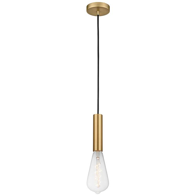 Image 1 Auralume Edison 3.75" Wide Satin Gold LED Mini Pendant