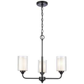 Image1 of Auralume Fairbank 22" 3-Light Matte Black Pendant w/ White Shade