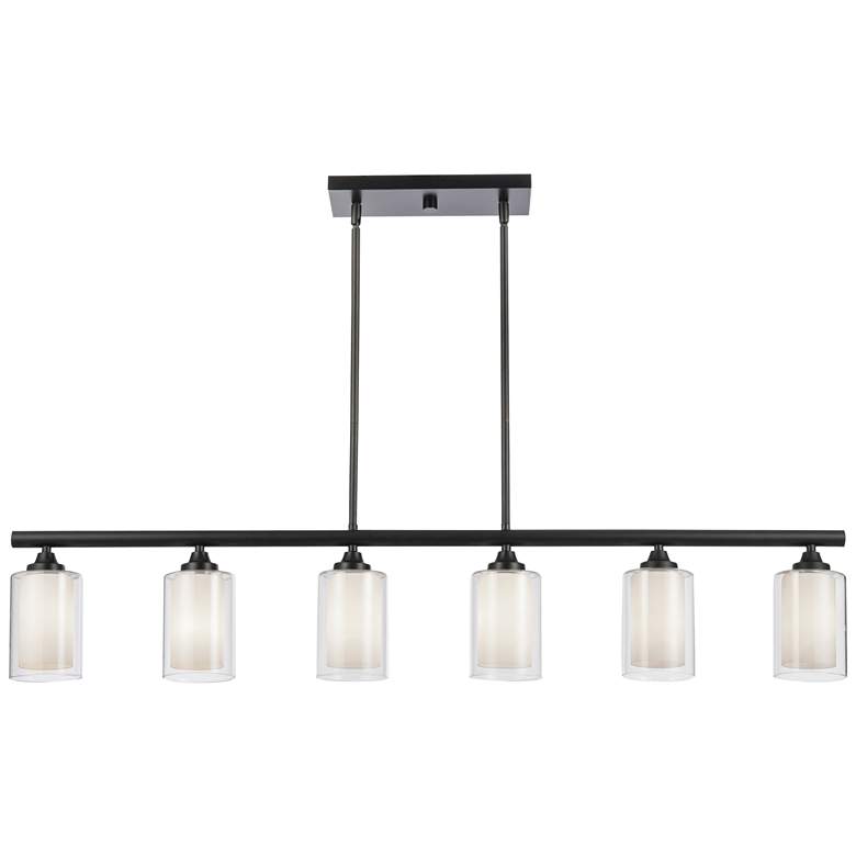 Image 1 Auralume Fairbank 48" 6-Light Matte Black Island Light w/ White Shade