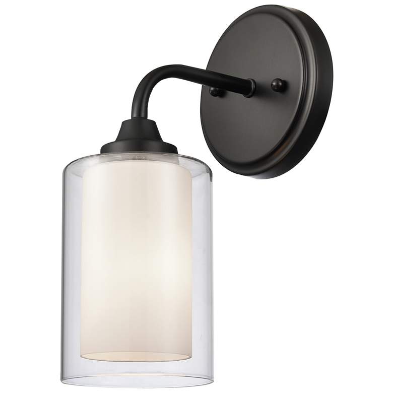 Image 1 Auralume Fairbank 5 inch Matte Black Bath Light w/ White Shade