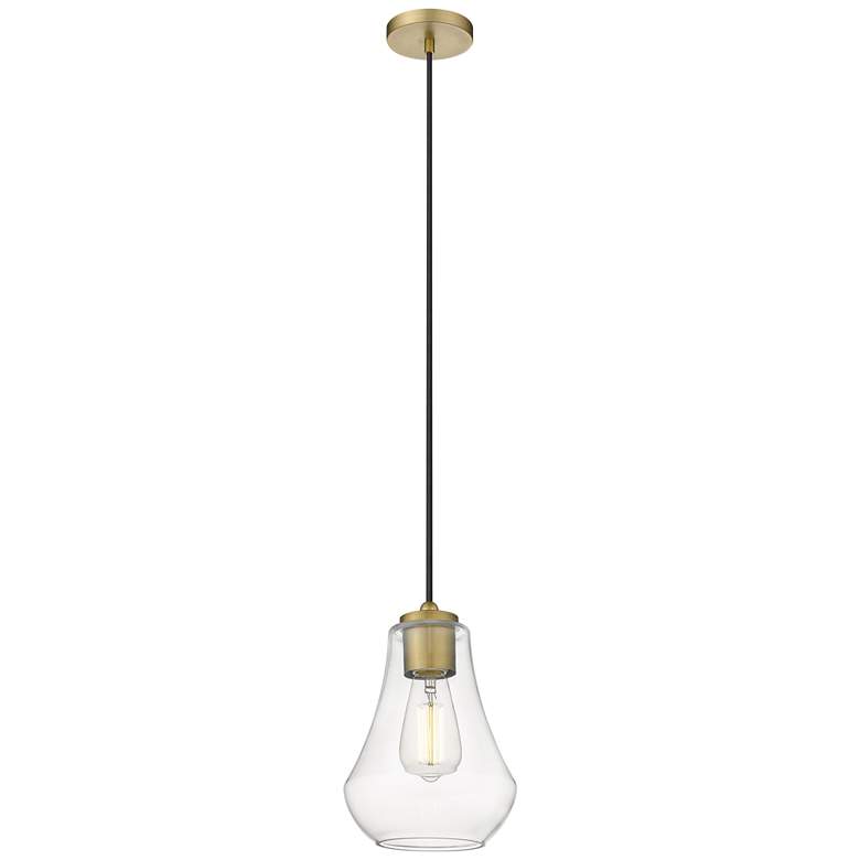 Image 1 Auralume Fairfield 7" Brushed Brass Mini Pendant w/ Clear Shade