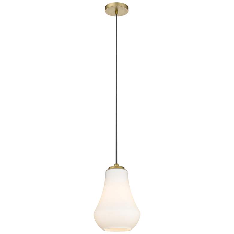 Image 1 Auralume Fairfield 7" Brushed Brass Mini Pendant w/ Matte White Shade