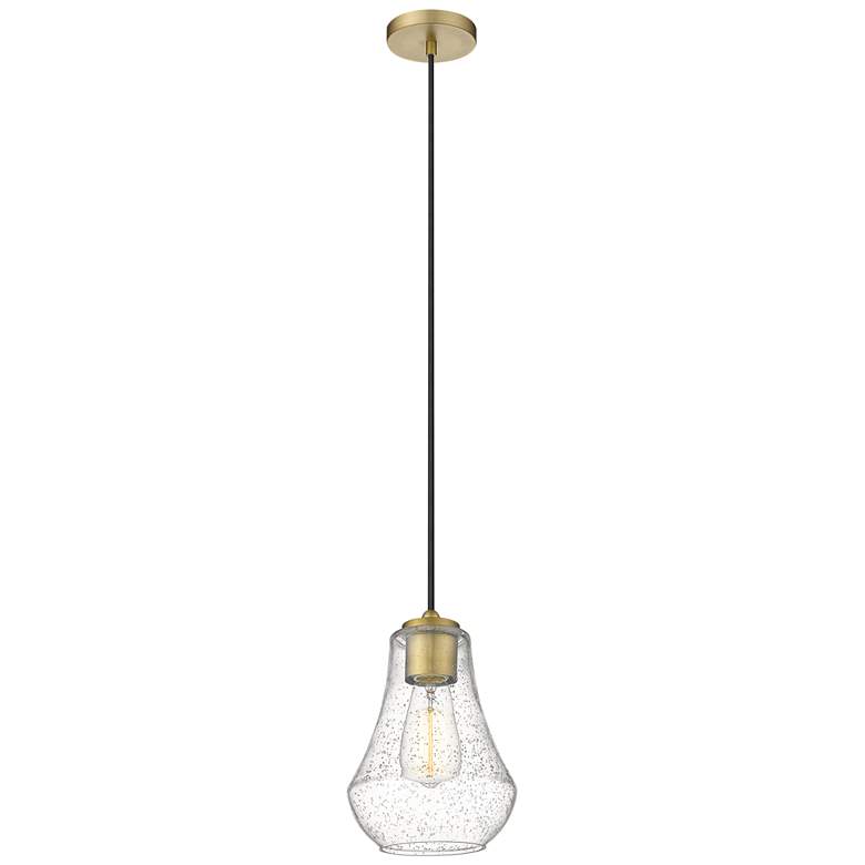 Image 1 Auralume Fairfield 7" Brushed Brass Mini Pendant w/ Seedy Shade