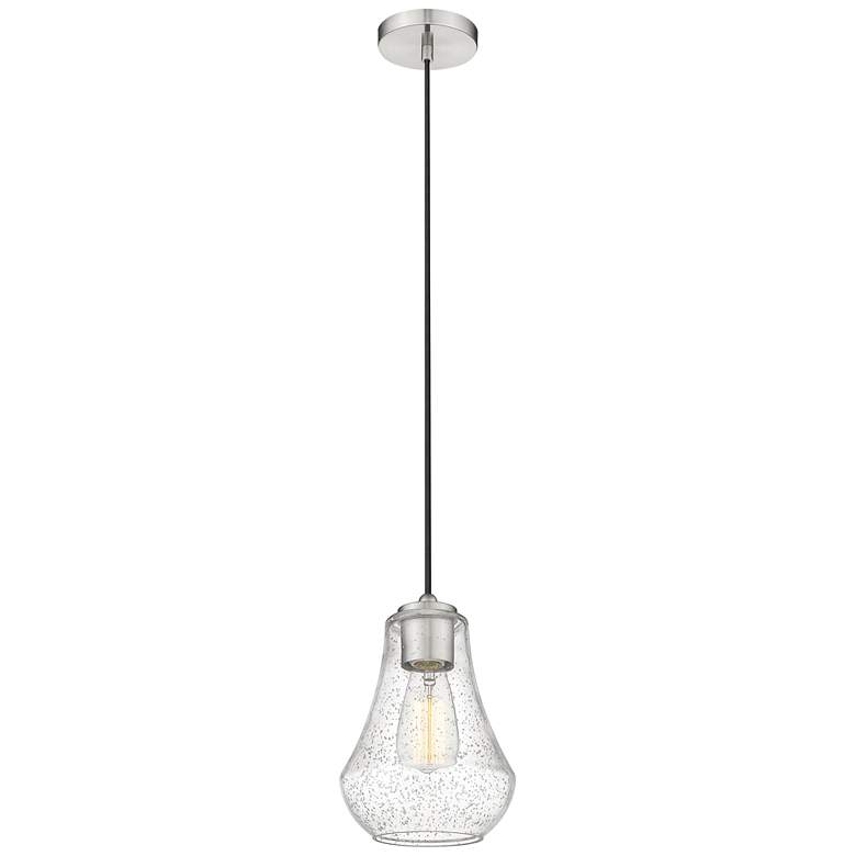 Image 1 Auralume Fairfield 7" Brushed Satin Nickel Mini Pendant w/ Seedy Shade