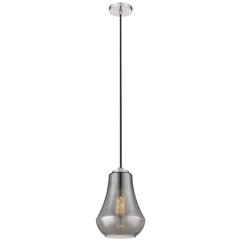 Image 1 Auralume Fairfield 7" Brushed Satin Nickel Mini Pendant w/ Smoke Shade