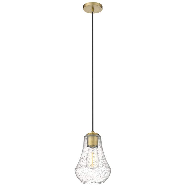 Image 1 Auralume Fairfield 7" LED Mini Pendant - Brushed Brass - Seedy Shade