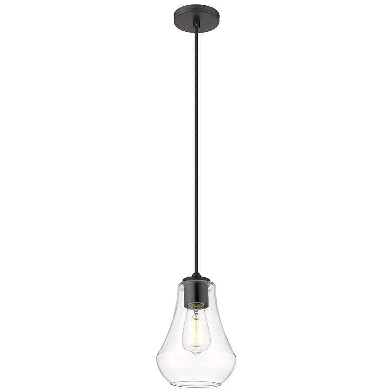 Image 1 Auralume Fairfield 7" Matte Black Mini Pendant w/ Clear Shade