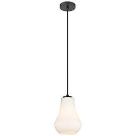 Image1 of Auralume Fairfield 7" Matte Black Mini Pendant w/ Matte White Shade