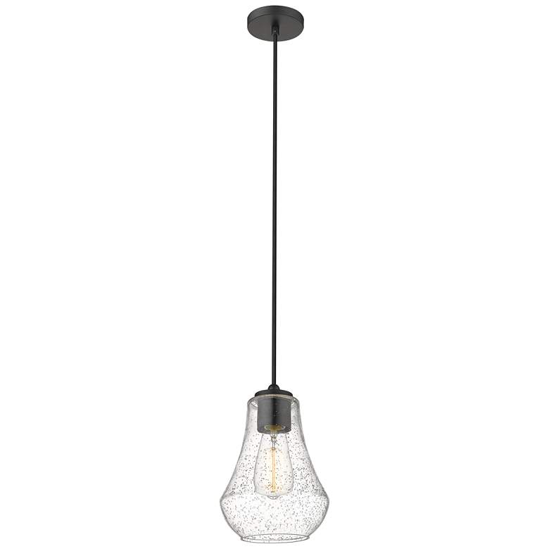 Image 1 Auralume Fairfield 7" Matte Black Mini Pendant w/ Seedy Shade
