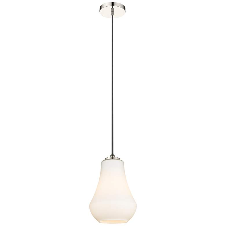 Image 1 Auralume Fairfield 7" Polished Nickel Mini Pendant w/ Matte White Shad