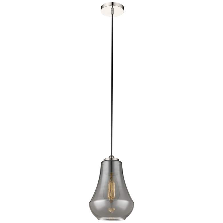 Image 1 Auralume Fairfield 7" Polished Nickel Mini Pendant w/ Plated Smoke Sha