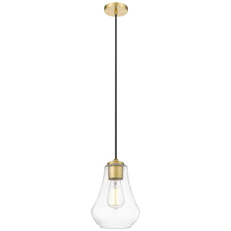 Image 1 Auralume Fairfield 7" Satin Gold Mini Pendant w/ Clear Shade
