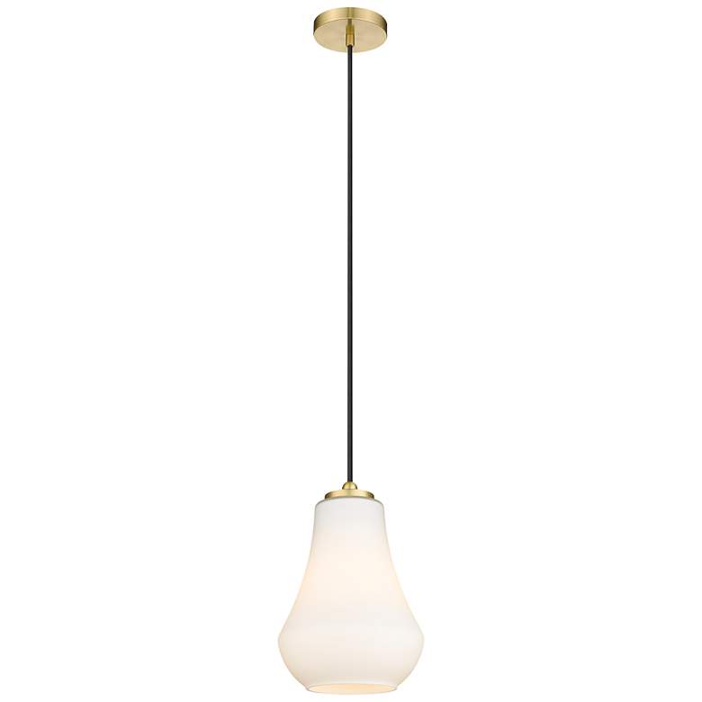 Image 1 Auralume Fairfield 7" Satin Gold Mini Pendant w/ Matte White Shade