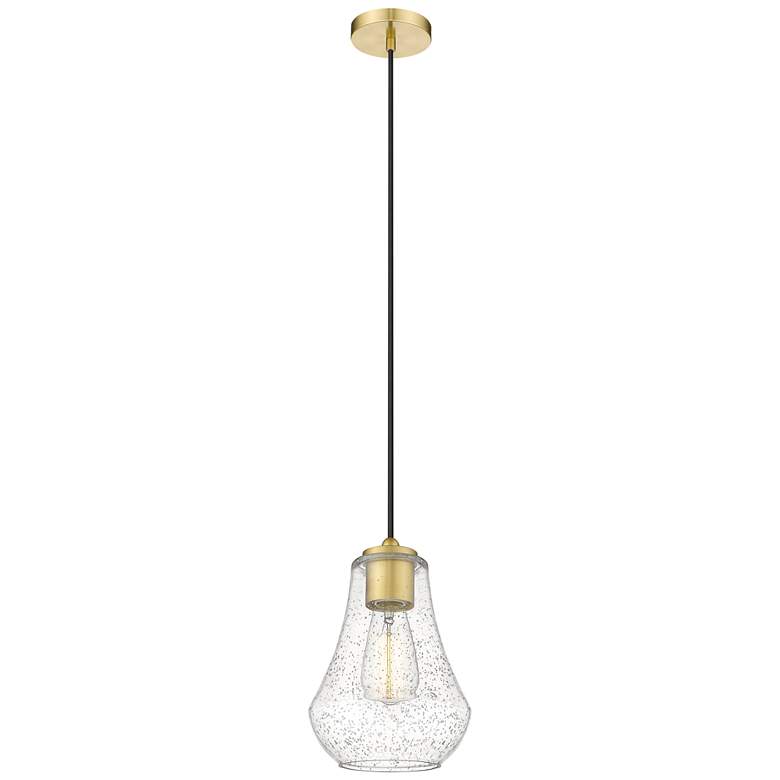 Image 1 Auralume Fairfield 7" Satin Gold Mini Pendant w/ Seedy Shade