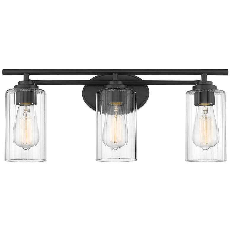 Image 1 Auralume Ice 22" 3-Light Matte Black Bath Light w/ Clear Shade