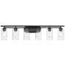 1_Auralume Ice 42" 6-Light Matte Black Bath Light w/ Clear Shade