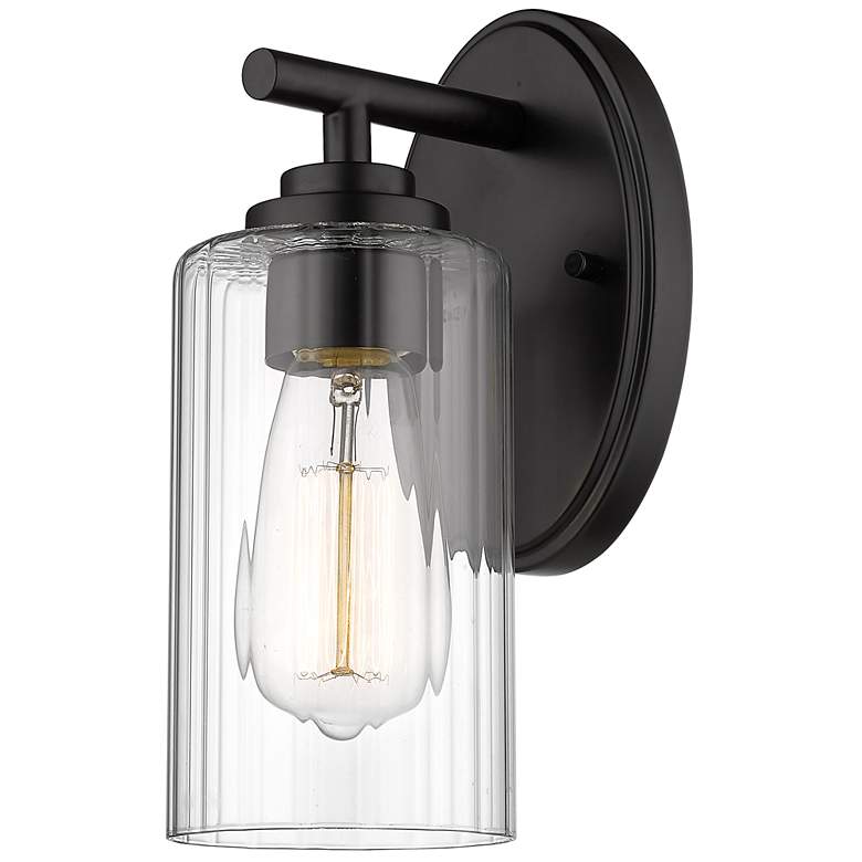 Image 1 Auralume Ice 5" Matte Black Bath Light w/ Clear Shade