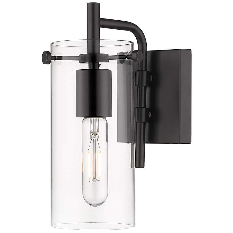 Image 1 Auralume Press 4.5" Wide Matte Black Bath Vanity Light w/ Clear Shade