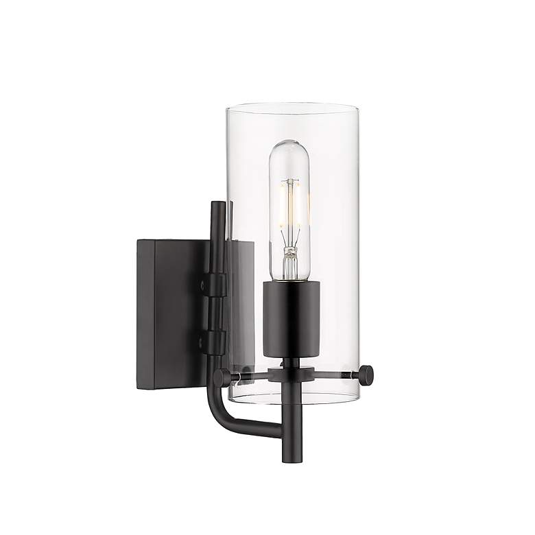 Image 2 Auralume Press 4.5" Wide Matte Black Bath Vanity Light w/ Clear Shade more views