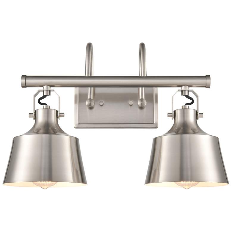 Image 1 Auralume Provin 18.75"W 2 Light Brushed Nickel Bath Light w/ Nickel Sh