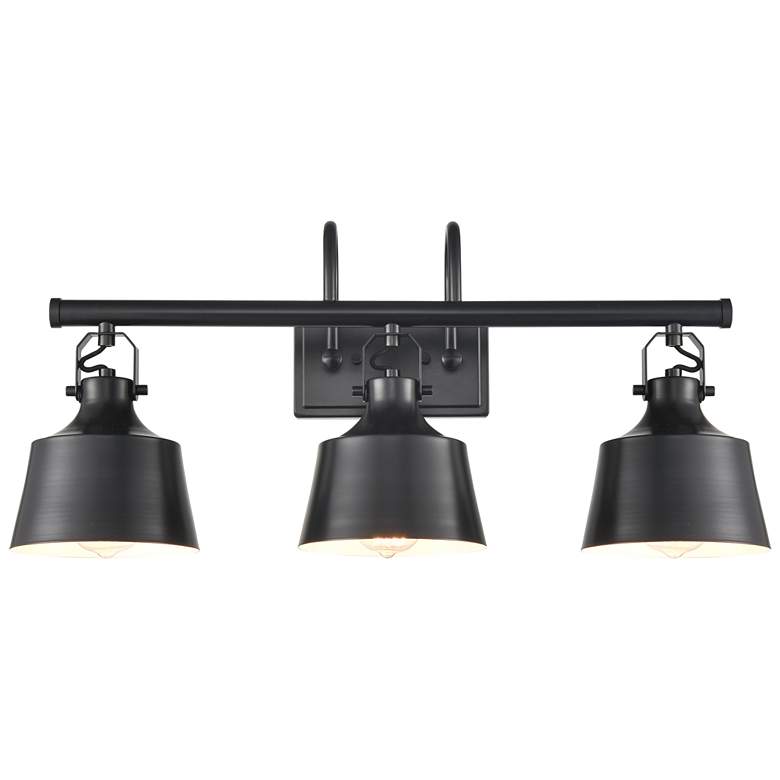 Image 1 Auralume Provin 28.5"W 3 Light Matte Black Bath Vanity Light