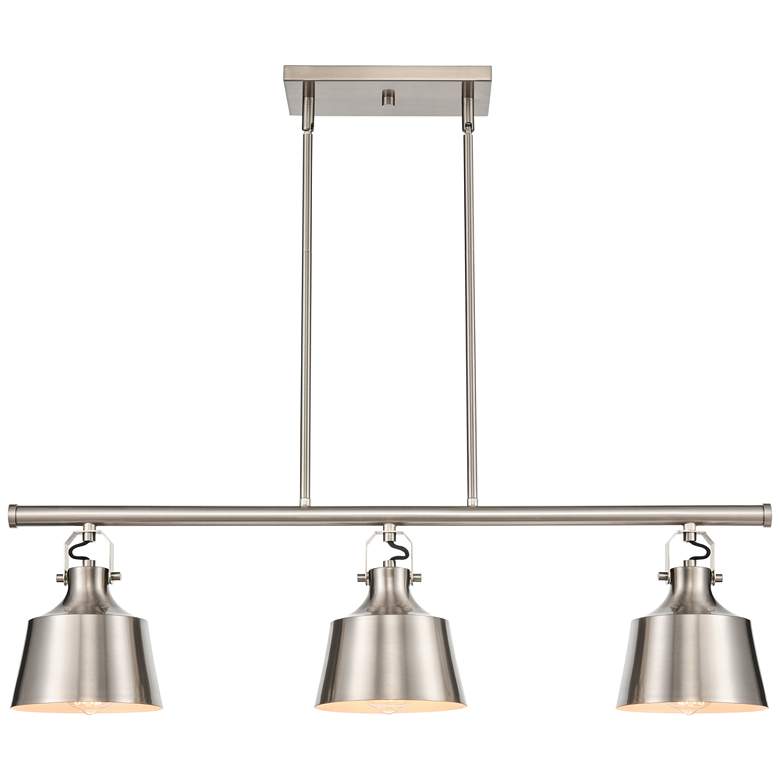 Image 1 Auralume Provin 35.5"W 3 Light Brushed Nickel Island Light w/ Nickel S