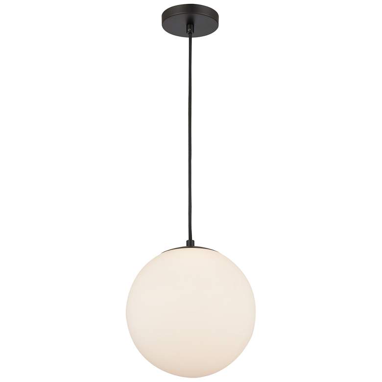 Image 1 Auralume Tolland 10" Matte Black Mini Pendant w/ Matte White Shade