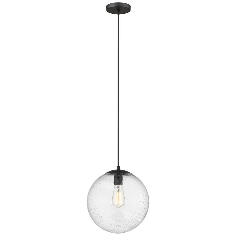 Image 1 Auralume Tolland 12" LED Mini Pendant - Matte Black - Seedy Shade