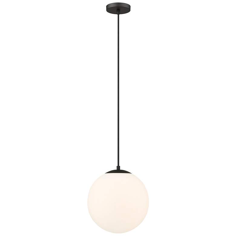 Image 1 Auralume Tolland 12" Matte Black Mini Pendant w/ Matte White Shade